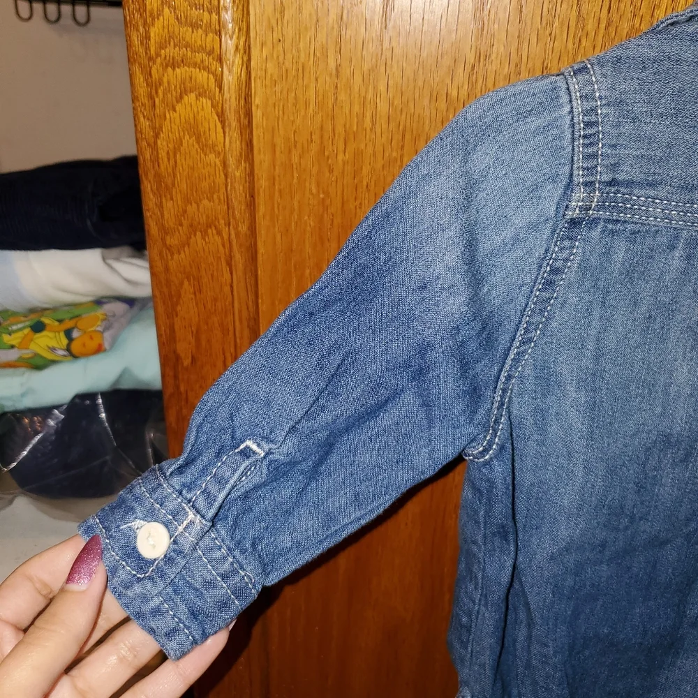 5 for $25 | OshKosh B'gosh Denim Chambray Button Up Long Sleeve Bodysuit